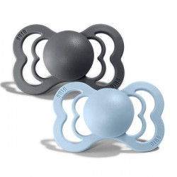 2 бр. Биберони BIBS Supreme, Iron/Baby Blue, 0-6 месеца