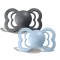 2 бр. Биберони BIBS Supreme, Iron/Baby Blue, 0-6 месеца