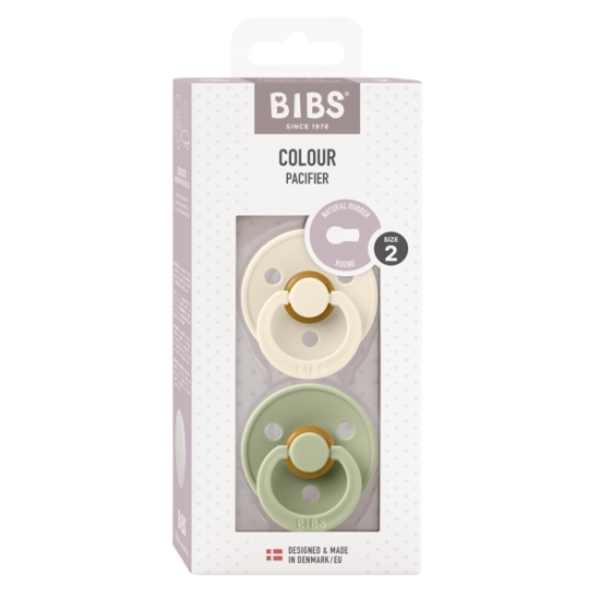 2 бр. Биберони BIBS COLOUR, Ivory/Sage, 6-18 месеца