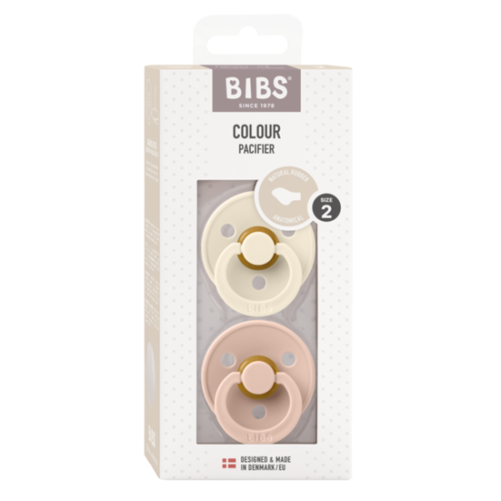 2 бр. Биберони BIBS COLOUR, Анатомични Ivory/Blush, 6-18 месеца