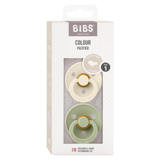 2 бр. Биберони BIBS COLOUR, Анатомични Ivory/Sage, 0-6 месеца