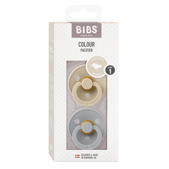 2 бр. Биберони BIBS COLOUR, Анатомични Vanilla/Cloud, 0-6 месеца 