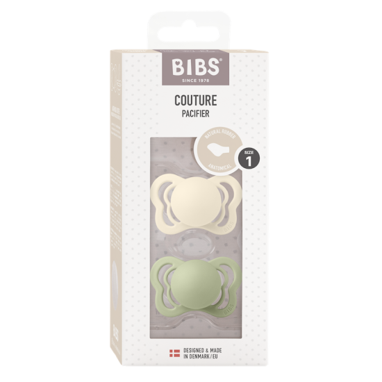 2 бр. Биберони BIBS Couture, Каучук, Ivory/Sage, 0-6 месеца