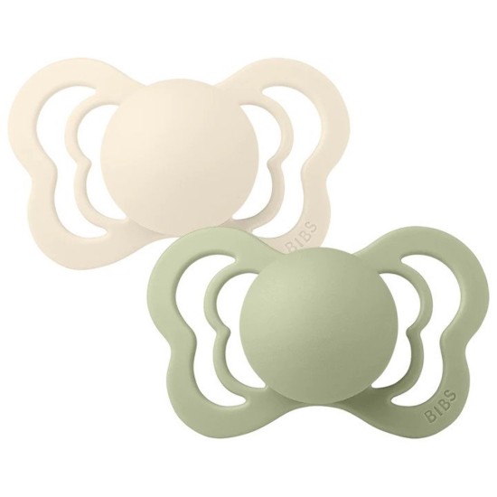 2 бр. Биберони BIBS Couture, Каучук, Ivory/Sage, 0-6 месеца