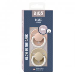 2 бр. Биберони BIBS De Lux, Blush GLOW/Vanilla GLOW, 6-18 месеца