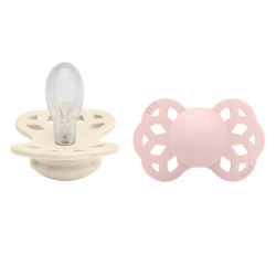2 бр. Биберони BIBS Infinity, Симетрични, Силиконови, Ivory/Blossom, 6-18 Месеца