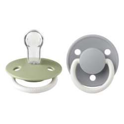 2 бр. Силиконови Биберони BIBS De Lux, Sage GLOW/Cloud GLOW, Универсален размер 0-3 години