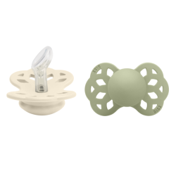 2 бр. Силиконови Биберони BIBS Infinity, Анатомични Ivory/Sage, 6-18 месеца