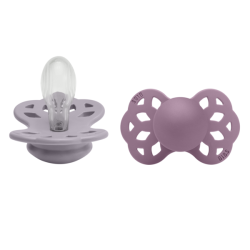 2 бр. Силиконови Биберони BIBS Infinity, Симетрични Fossil Grey/Mauve, 6-18 месеца