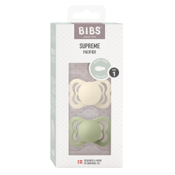 2 бр. Биберони BIBS Supreme, Каучук, Ivory/Sage, 0-6 месеца
