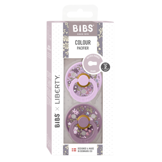 2 бр. Биберони BIBS Liberty COLOUR Chamomile Lawn - Violet Sky Mix, 0-6 месеца