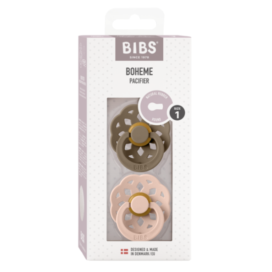 2 бр. Биберони BIBS Boheme, Dark Oak/Blush, 0-6 месеца 