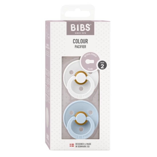 2 бр. Биберони BIBS COLOUR White/Baby Blue 6-18 месеца