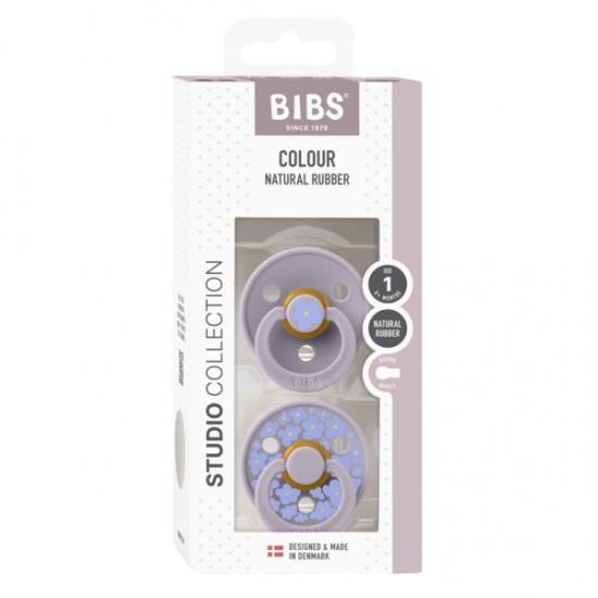 2 бр. Биберони BIBS Studio COLOUR Jasmine, Fossil Grey Mix, 0-6 месеца