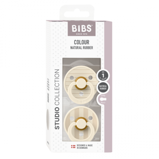 2 бр. Биберони BIBS Studio COLOUR Pin, Ivory Vanilla Mix, 0-6 месеца