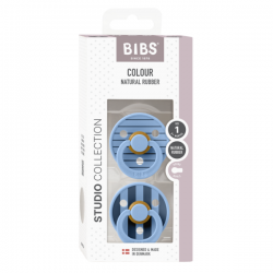 2 бр. Биберони BIBS Studio COLOUR Pin, Sky Blue Mix, 0-6 месеца