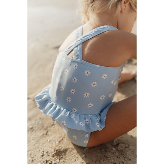 Детски Цял Бански Костюм с Къдрички Daisies Blue - 62/68