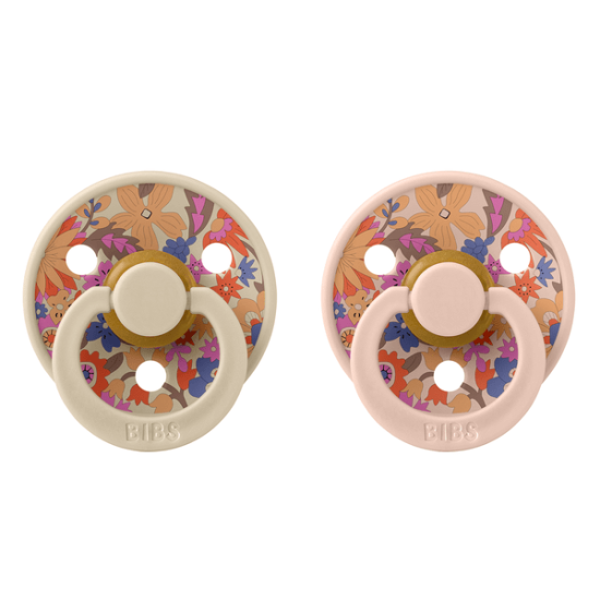 2 бр. Биберони BIBS Liberty COLOUR June Blossom Blush, 6-18 месеца