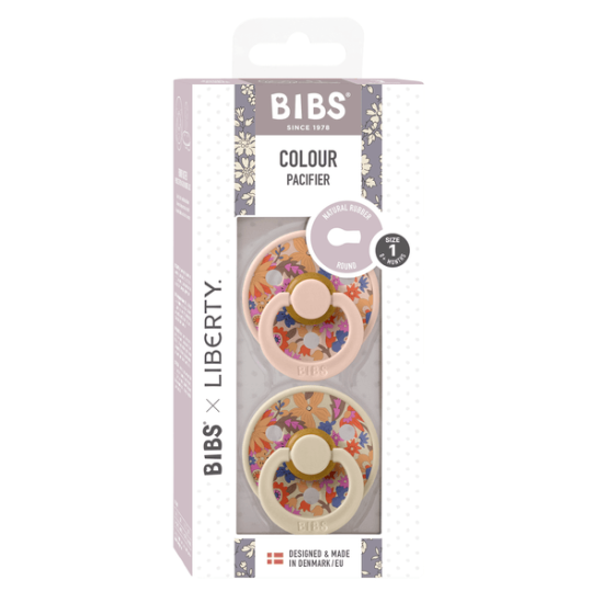 2 бр. Биберони BIBS Liberty COLOUR June Blossom Blush, 6-18 месеца