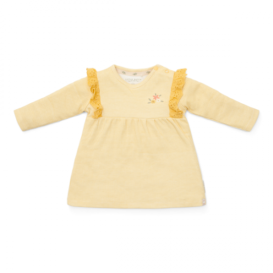 Бебешка Карирана Рокля с Дълъг Ръкав Warm Yellow 44