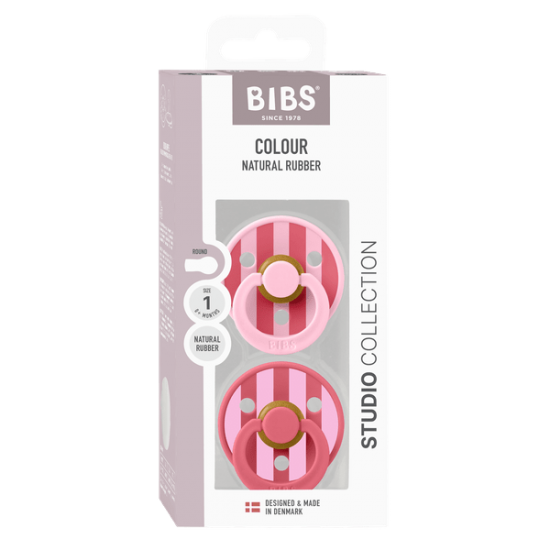 2 бр. Биберони BIBS Studio COLOUR Block, Baby Pink Coral Mix, 0-6 месеца