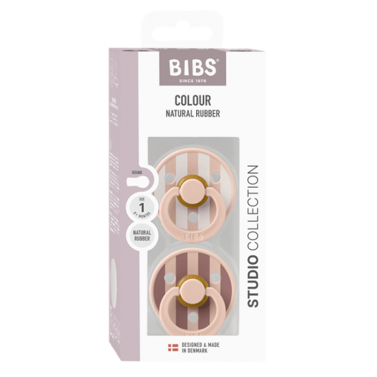 2 бр. Биберони BIBS Studio COLOUR Block, Blush Mix, 0-6 месеца