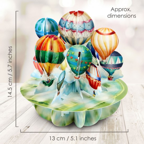 Картичка POP UP Pirouettes - Hot Air Balloons