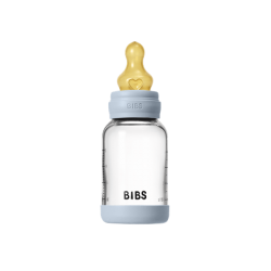 Бебешка Стъклена Бутилка BIBS Baby Blue 120мл Каучук Бавен Поток