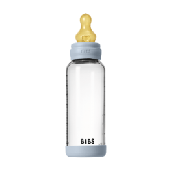 Бебешка Стъклена Бутилка BIBS Baby Blue 240мл Каучук Среден Поток