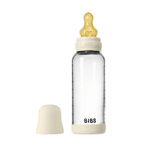 Бебешка Стъклена Бутилка BIBS Ivory 240мл Каучук Среден Поток