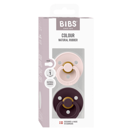 2 бр. Биберони BIBS COLOUR, Petal/Plum, 0-6 месеца