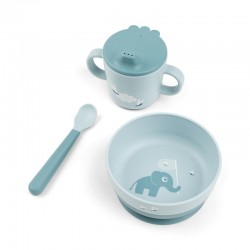 Комплект за първо хранене с вакуум 3 части Elphee Blue