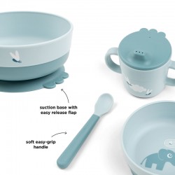 Комплект за първо хранене с вакуум 3 части Elphee Blue