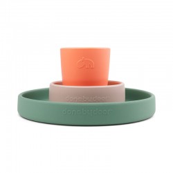 Силиконов комплект за храненен 3 части Croco Green / Powder / Coral