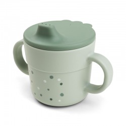 Чаша против разливане с дръжки Happy dots Green