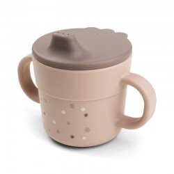 Чаша против разливане с дръжки Happy dots Powder