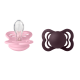 2 бр. Биберони BIBS Supreme, Силикон, Baby Pink/Plum, 6-18 месеца