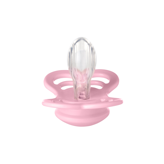 2 бр. Биберони BIBS Supreme, Силикон, Baby Pink/Plum, 6-18 месеца