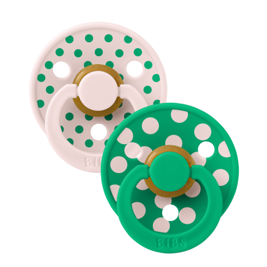 2 бр. Биберони BIBS COLOUR Polka Petal/Cactus, 0-6 месеца