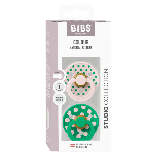2 бр. Биберони BIBS COLOUR Polka Petal/Cactus, 0-6 месеца