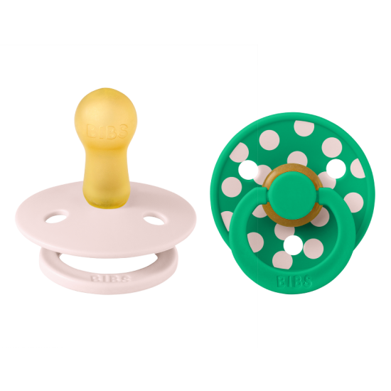 2 бр. Биберони BIBS COLOUR Polka Petal/Cactus, 0-6 месеца
