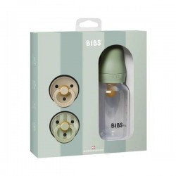 BIBS Подаръчен Сет Baby Sprinkle - Бутилка 150 ml и 2 бр. Биберон, Каучук, 0-6 месеца, Sage