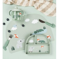 Чиния с Разделения Stick&Stay Playground Green