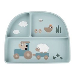 Чиния с Разделения Stick&Stay Tiny Farm Blue
