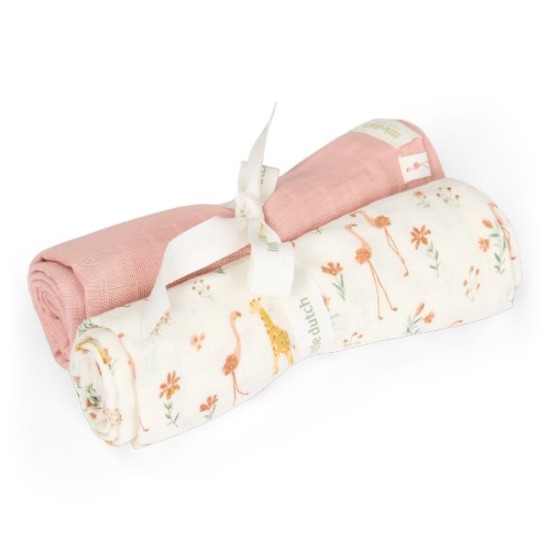 Бебешки Пелени 2 броя 70 х 70 cm Blooming Safari/Pink