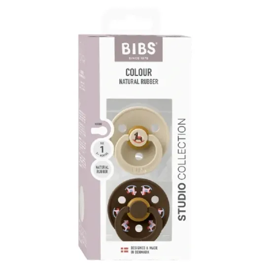 2 бр. Биберони BIBS COLOUR Holiday Horse Vanilla/Mocha, 0-6 месеца