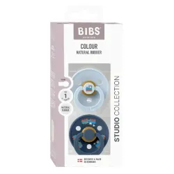2 бр. Биберони BIBS COLOUR Holiday Train Baby Blue/Steel Blue, 0-6  месеца