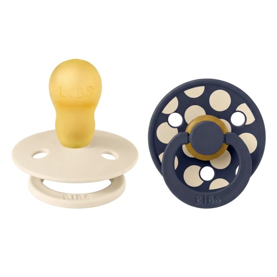 2 бр. Биберони BIBS COLOUR Polka Ivory/Deep Space, 6-18 месеца