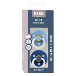 2 бр. Биберони BIBS COLOUR Sky Blue GLOW/Cornflower GLOW, 0-6  месеца