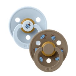 2 бр. Биберони BIBS Studio COLOUR, Beetle - Baby Blue/Dark Oak, 6-18 месеца